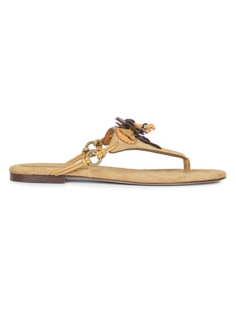 Isabel Marant Women's Elato Embellished Suede T-Strap Sandals - Taupe
