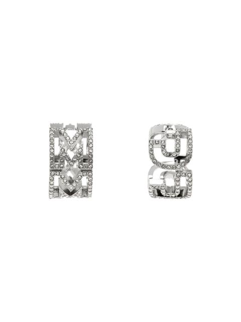 Marc Jacobs Silver Monogram Crystal Huggie Earrings