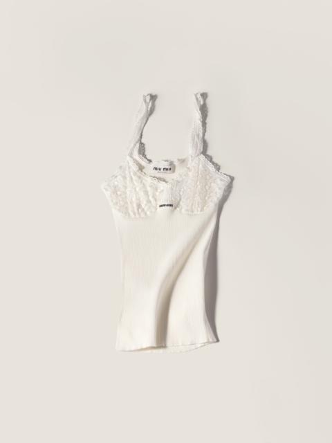 Miu Miu Cotton and lace top