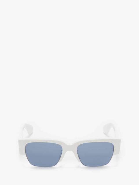 Alexander McQueen McQueen Graffiti Square Sunglasses in White/blue