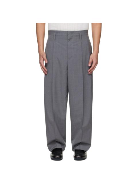 Jil Sander Gray Pleated Virgin Wool Trousers