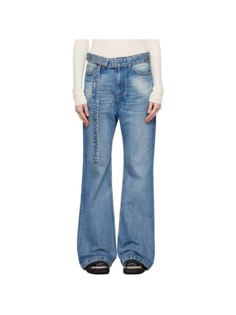 OPEN YY Navy Belted Loose Bootcut Jeans | REVERSIBLE