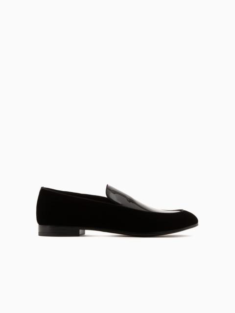 GIORGIO ARMANI Velvet loafers with patent-leather detail