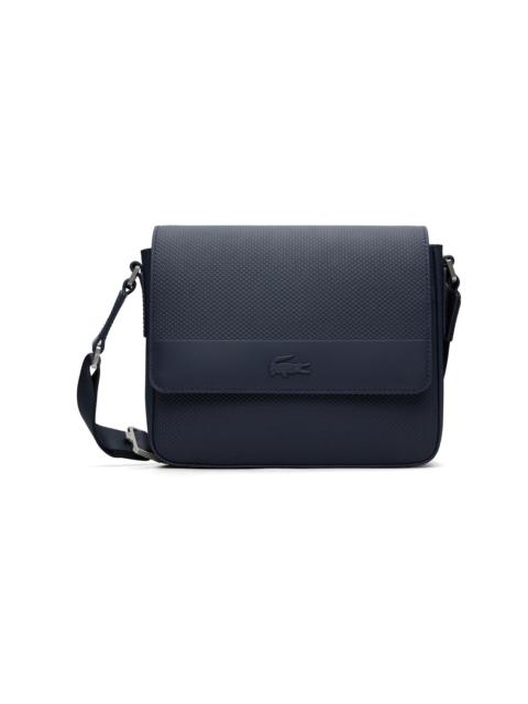 LACOSTE Navy Chantaco Leather Messenger Bag