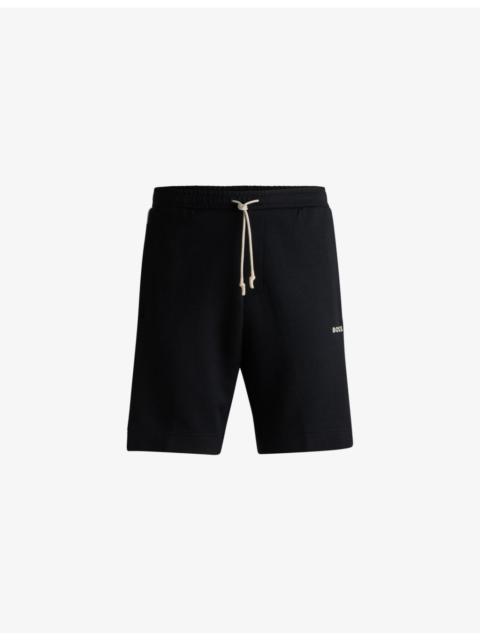 BOSS Logo-embossed regular-fit stretch-cotton shorts