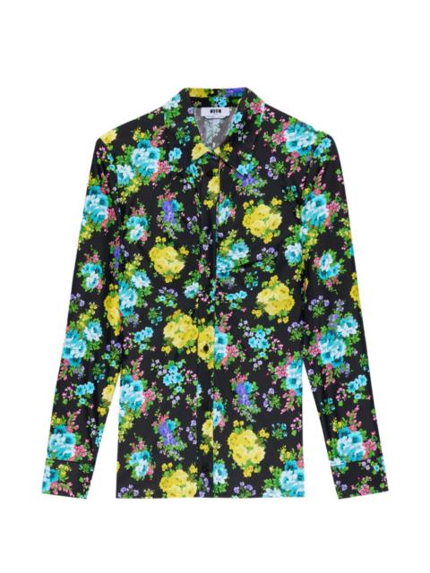MSGM floral collared shirt