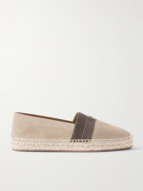 Christian Louboutin Alfarica Logo-Embellished Leather and Grosgrain-Trimmed Suede Espadrilles