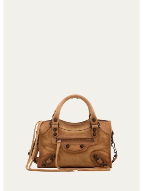 BALENCIAGA Le City Mini Waxed Suede Tote Bag