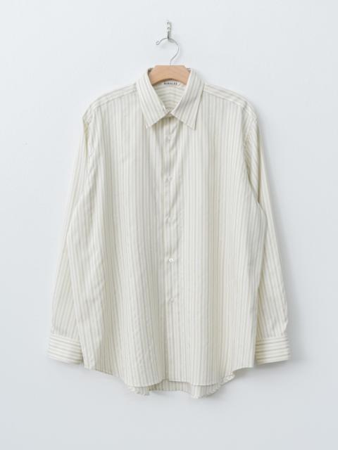 AURALEE Cotton Silk Stripe Shirt - Ivory Stripe