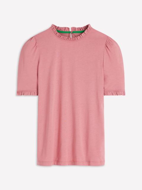 BODEN Supersoft Frill Detail T-shirt-Vintage Rose