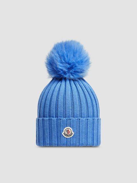 Moncler Wool Beanie with Pom Pom
