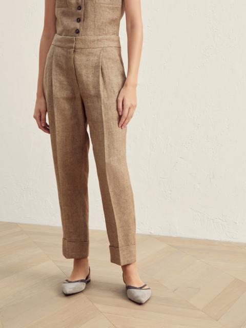 Sparkling délavé linen twill relaxed sartorial trousers