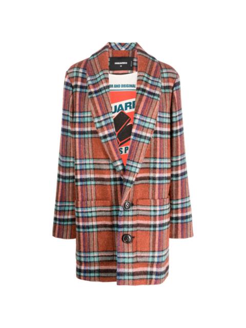 DSQUARED2 check-pattern single-breasted wool coat