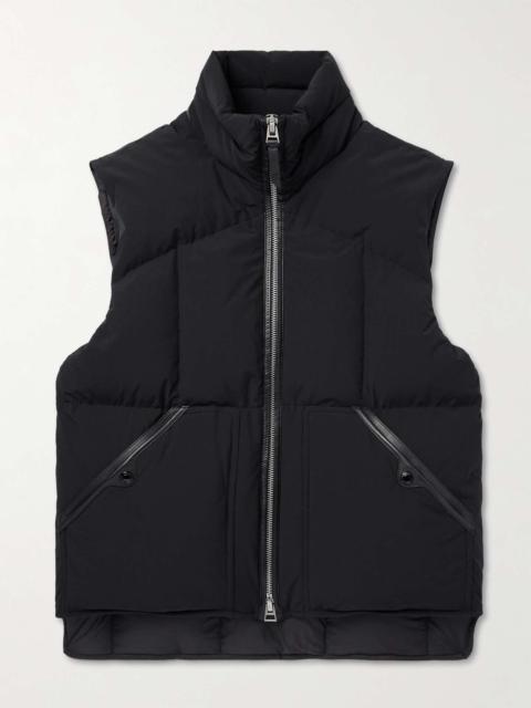 Leather-Trimmed Quilted Shell Gilet