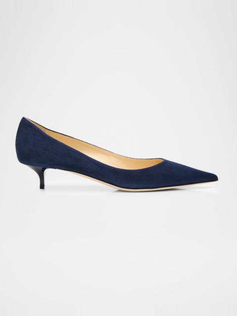 JIMMY CHOO Amelia Suede Kitten-Heel Pumps