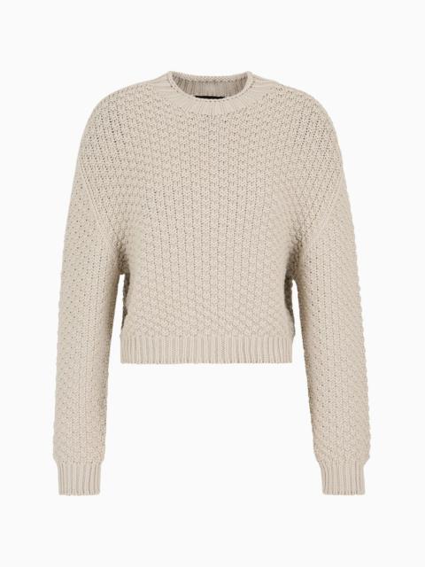 Seamless boxy-fit jumper with moss-stitch knit