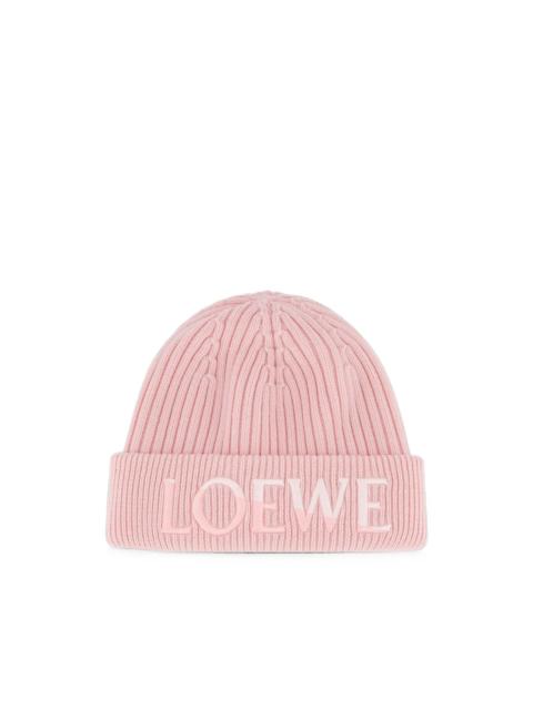 Loewe logo-embroidered ribbed-knit beanie hat