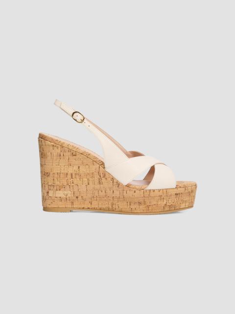 Stuart Weitzman Women's Dayna Leather Slingback Wedges - Cream