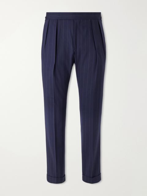 Polo Ralph Lauren Straight-Leg Pleated Striped Wool-Blend Suit Trousers