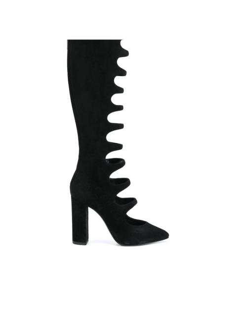 SAINT LAURENT cut-out detail knee length boots