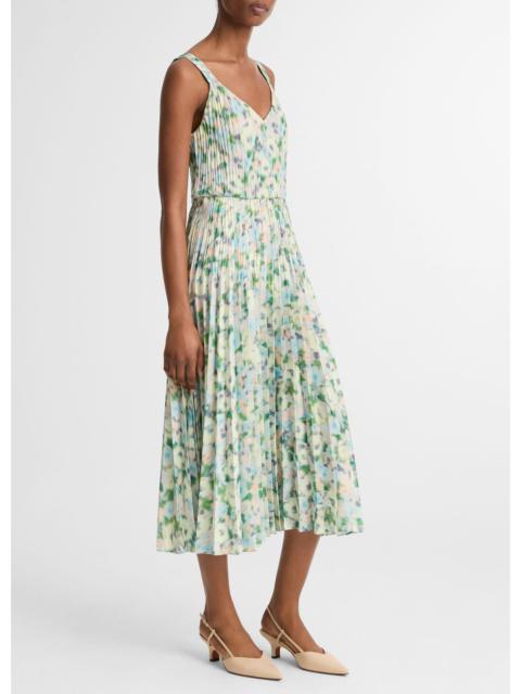 Vince Painted Garden Pleated Slip Dress