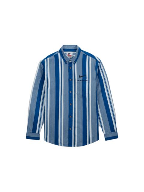 Supreme Supreme Nike Cotton Twill Shirt Blue Stripe