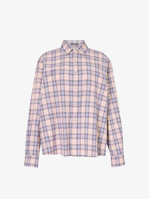 Sarlie checked brand-appliqué cotton flannel shirt