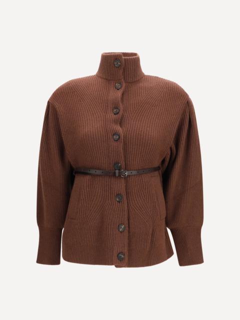 Brunello Cucinelli High neck Cardigan with belt