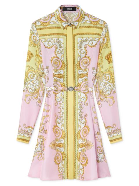 VERSACE Printed Mini Shirt Dress - Pale Yellow Rose