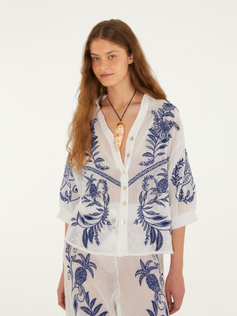 FARM RIO Off-White Nina Embroidery Blouse