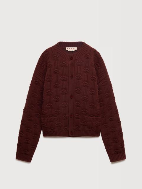 Marni BROWN FISHERMAN WOOL-CASHMERE CARDIGAN
