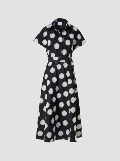 AKRIS Women's Fringed Polka Dot Jacquard Midi Shirtdress - Black Cream