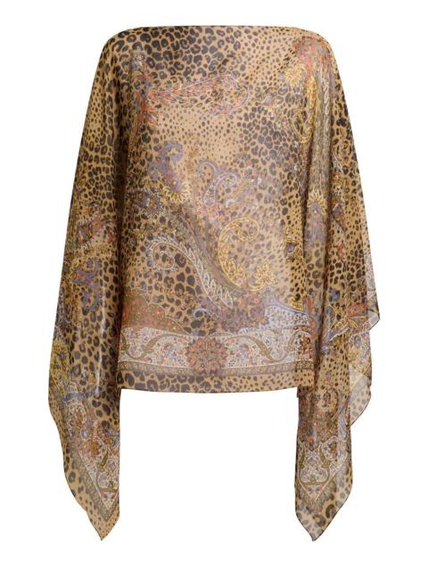 Etro Cheetah Print Poncho Blouse