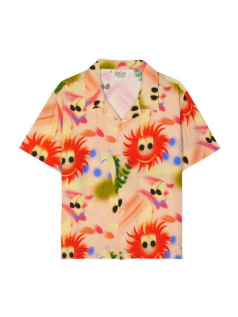 BRAIN DEAD Fuzzy Friends Short Sleeve Button Up Shirt - Pink Multi