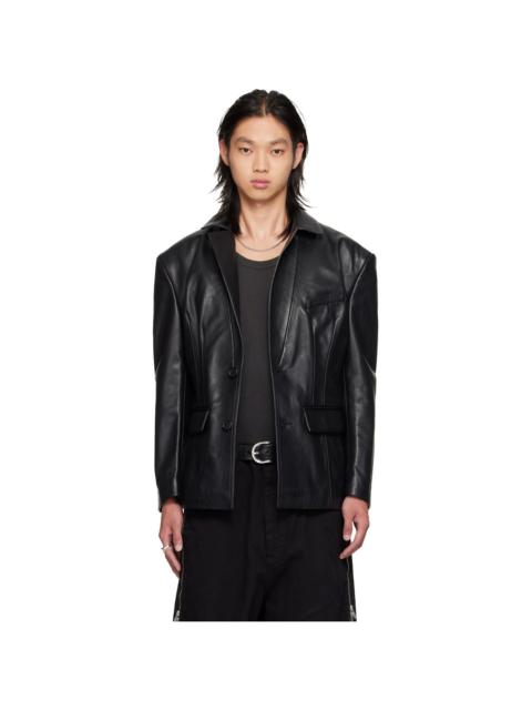 LU'U DAN Black Cinched Leather Blazer