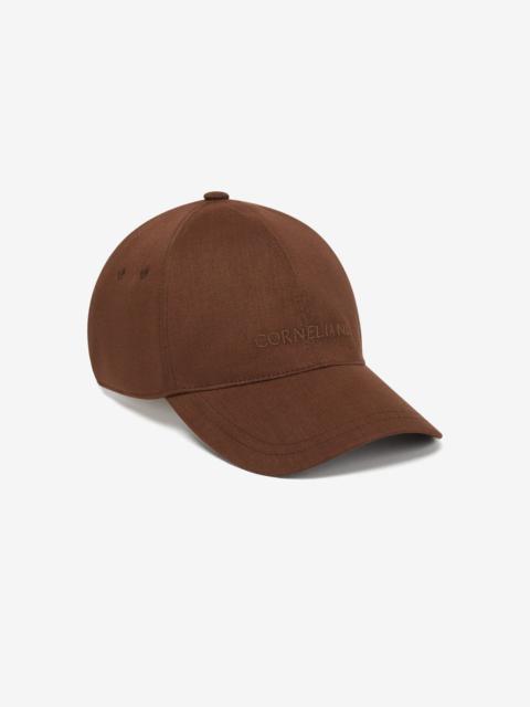 CORNELIANI Tobacco-brown linen, wool and mohair baseball cap