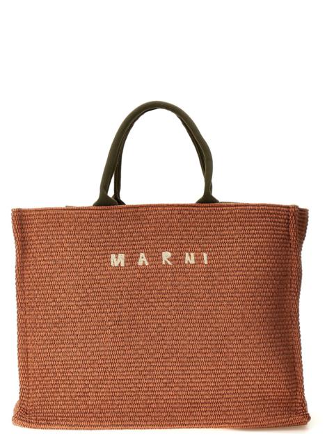 Large Shopping Bag With Logo Embroidery Tote Bag Beige