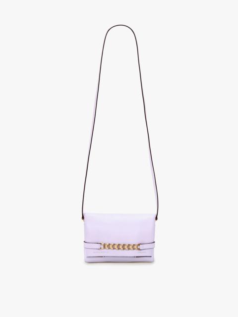 EXCLUSIVE Mini Chain Pouch With Long Strap In Lilac Leather