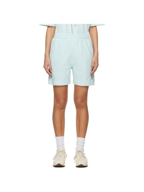 CASABLANCA Blue Monogram Towelling Shorts