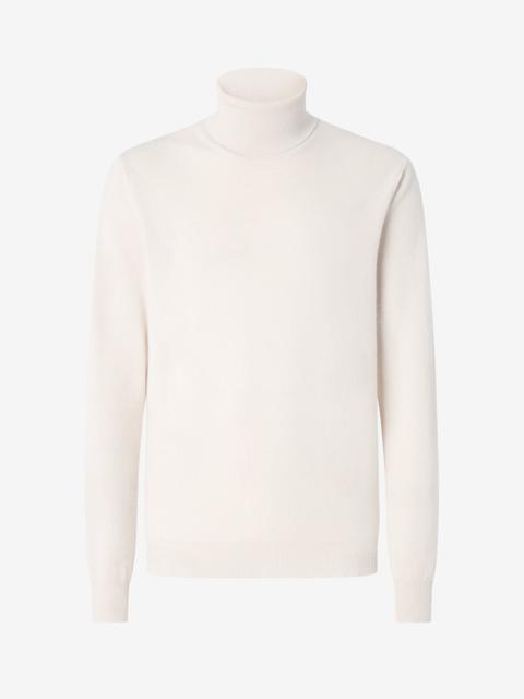 CORNELIANI White wool and cashmere turtleneck jumper