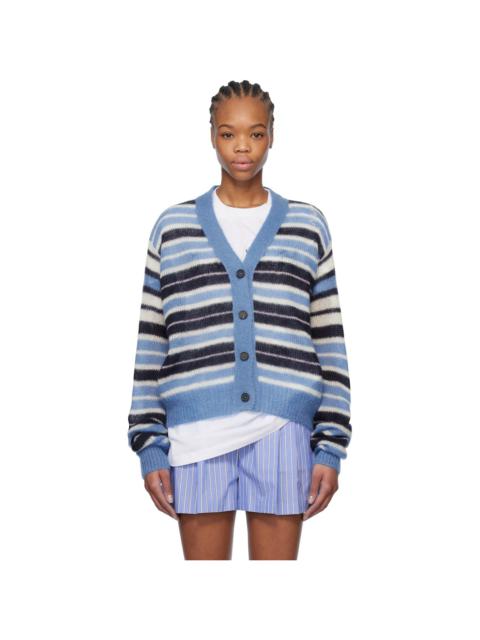 Marni Blue Striped Mohair Cardigan