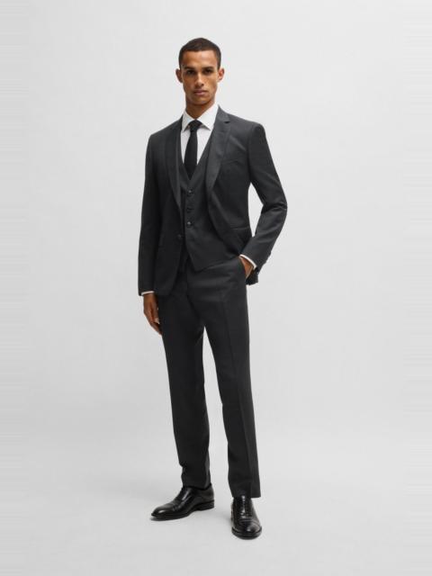 BOSS SLIM-FIT THREE-PIECE SUIT IN PATTERNED WOOL