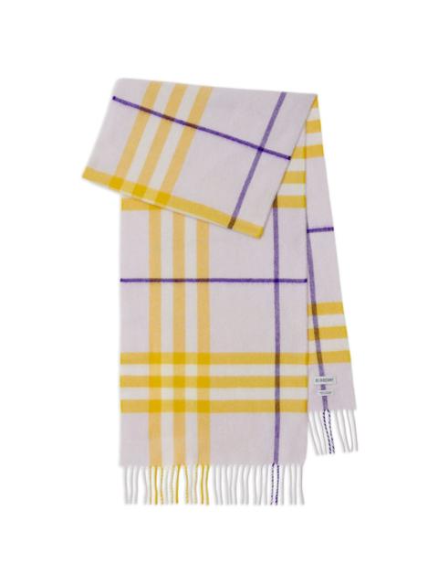 checked fringed-edge cashmere scarf