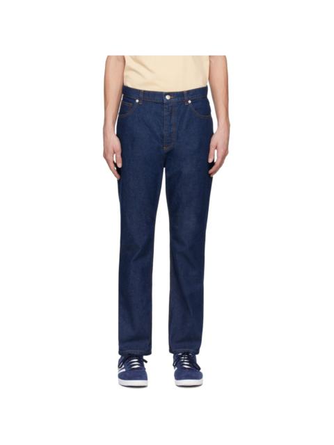 Maison Kitsuné Indigo Embroidered Jeans