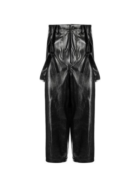 faux leather dungarees
