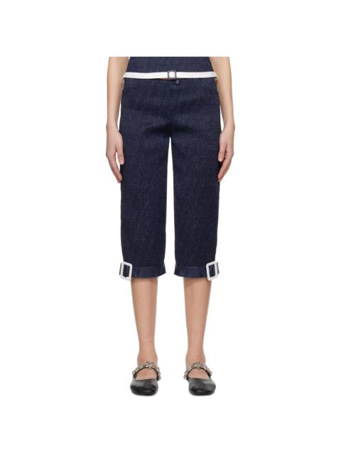 SUPER YAYA Navy Pantacourt With Belts Trousers