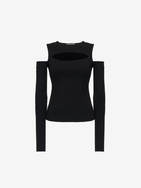 Alexander McQueen Women's Slashed Knit Top in Black