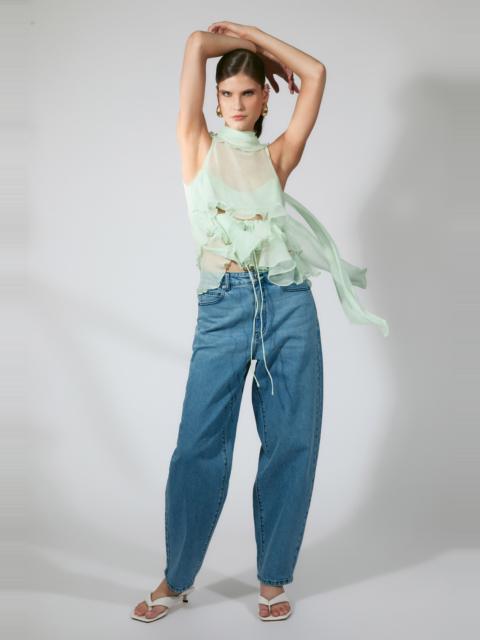 BARDOT Cynthia Ruffle Blouse In Peppermint