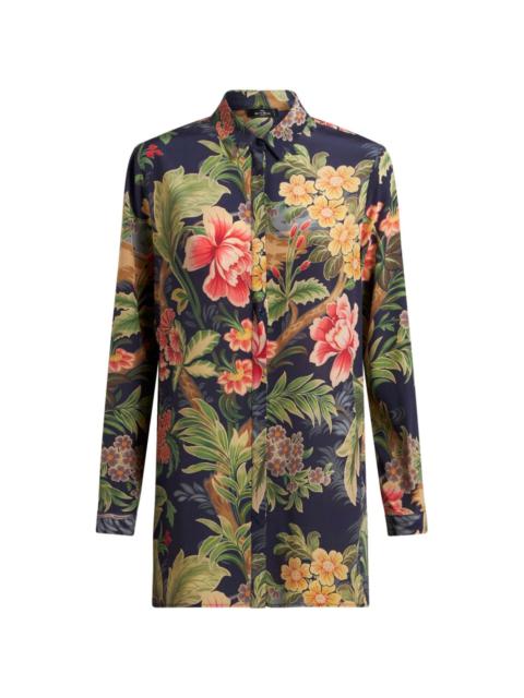 floral-print silk shirt