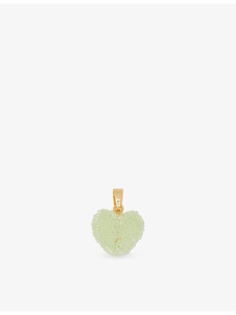 CRYSTAL HAZE Jelly Heart Connector 18ct Yellow-Gold Plated Brass And Resin Pendant